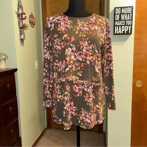 J. Jill layered floral watercolor tunic long sleeve top S petite cottage core